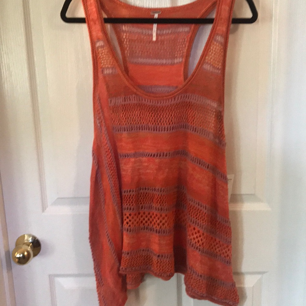 Free People Orange Knit Tunic Top